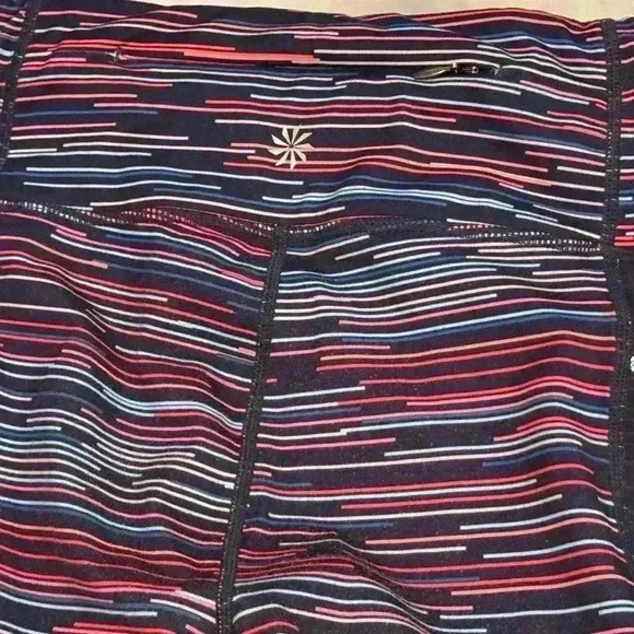 Athleta Navy Blue Multicolored Jigsaw Relay 2.0 Cropped Leggings - size small - Picture 7 of 7